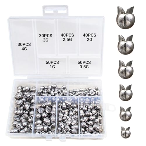 250/180Pcs Split Shot Fishing Weights Sinkers, Round Open Mouth Design Fishing Weight Clip on Sinker Weight Freshwater Saltwater Fishing Accessories Gift for Fishing Lovers - color: 250pcs - 0.02oz/0.04oz/0.07oz/0.09oz/0.11oz/0.14oz