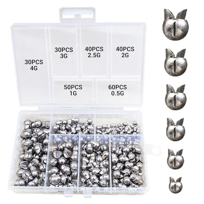 250/180Pcs Split Shot Fishing Weights Sinkers, Round Open Mouth Design Fishing Weight Clip on Sinker Weight Freshwater Saltwater Fishing Accessories Gift for Fishing Lovers - color: 250pcs - 0.02oz/0.04oz/0.07oz/0.09oz/0.11oz/0.14oz