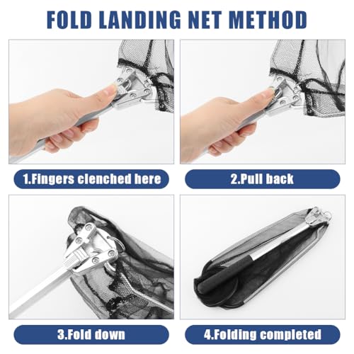 Fishing Net Minnow Nets with Aluminum Collapsible Telescopic Fishing Pole Handle and Nylon Mesh, Small F-ishing Landing Net for Saltwater Freshwater