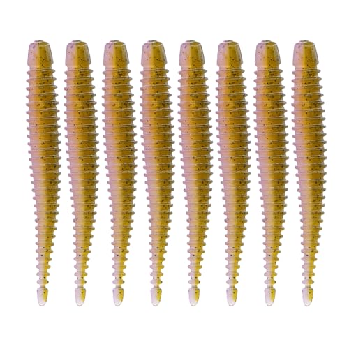 6th Sense – Boosa Ned 3.3 – Finesse Ned Worm – Bass Fishing – Ribbed Body Shimmy Tail – Divine Ned Jig Heads - Made in the USA - color: Green Pumpkin Pro