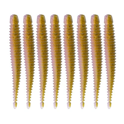 6th Sense – Boosa Ned 3.3 – Finesse Ned Worm – Bass Fishing – Ribbed Body Shimmy Tail – Divine Ned Jig Heads - Made in the USA - color: Green Pumpkin Pro