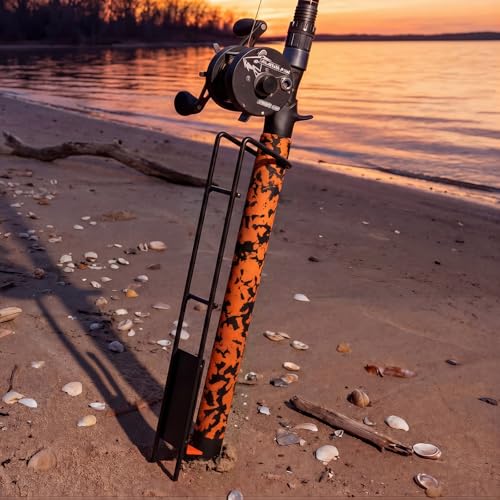 2 Set Blaze Bank Fishing Rod Holders Heavy Duty Steel Rod Stands for Shore Fishing - color: Black