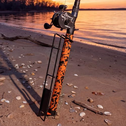 2 Set Blaze Bank Fishing Rod Holders Heavy Duty Steel Rod Stands for Shore Fishing - color: Black