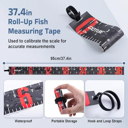 Goture Fishing Hanging Scale + Rope + Ruler, Mechanical Kitchen and Fish Fishing Scale, Multi-Purpose Portable Hand Held Dial Weight Scale with Tape Measure (50 Lbs / 22Kg) - color: Fishing Scale + Rope + Ruler