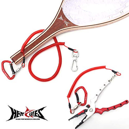 HERCULES M4 Fishing Lanyard, Fishing Pole Tether, Kayak Paddle Leash, Heavy Duty Retractable Coiled Lanyard for Fishing, Rods, Pliers, Boating, Paddles, Kayak - color: Pack of 2 Red (17.7" Plus, 5.9")