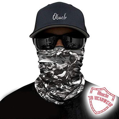 Obacle Seamless Face Mask Rave Bandana Men Women for Dust Sun Wind Protection - color: Pure Black Gray White