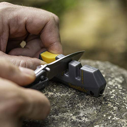 Smith’s Pocket Pal Tactical Knife Sharpener - 2 Stage Sharpener & Diamond Sharpening Rod - Pocket Clip - Outdoor Hunting Knife & Hook Sharpener - Compact & Lightweight - style: Pocket Pal (50918)