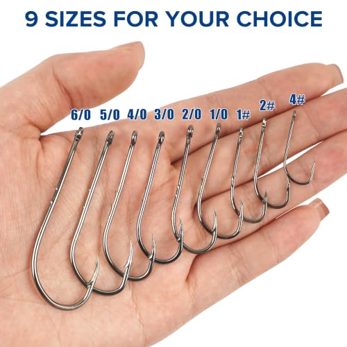 Baitholder Fishing Hooks, 50pcs Bait Holder Hooks Offset Long Shank Live Bait Fish Hook with Double Barbs for Bass Trout Crappie Saltwater Freshwater Fishing Size 4-6/0 - size: 50pcs-4#