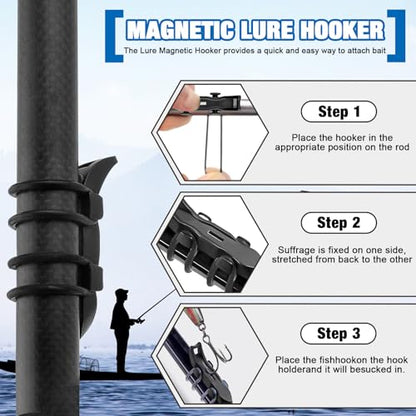 12 Pack Lure Magnetic Automatic Hooker, Sand Spike Rod Holder, Hook Holders for Fishing Rods, Magnetic Fishing Hook Keeper