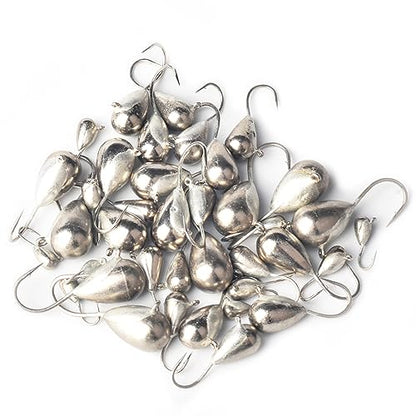 25Pack Unpainted Tungsten Ice Jigs Kits,2.7/3.2/4/5/5.5/6/7mm Tear Drop Tungsten Ice Fishing Jigs - size: 5.0mm-25pcs