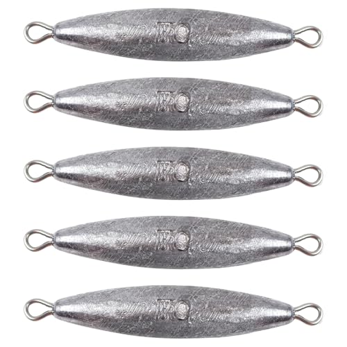 Through Wire Inline Torpedo Sinkers, Lead Double Ringed One Piece Wire Saltwater Fishing Torpedo Weights for Bottom Surf Fishing 1oz, 2oz, 3oz, 4oz, 5oz - size: 2 - 1/2 OZ, 5 PCS, style: A - Dual Ringed Torpedo