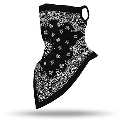 YAYOUREL Neck Gaiter Face Mask Bandanas for Men Women UV Face Scarf Cover Ear Loop Hole Facemask for Fishing Running Cycling - color: Black Gray
