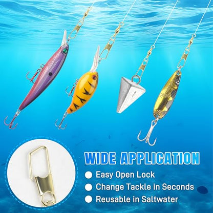 AGOOL Fishing Swivels Snaps, 60/120pcs Barrel Swivels with Nice Snaps Gold High Strength Solid Rings Line Lures Connector Fishing Tackle Accessories - size: #6_120pcs