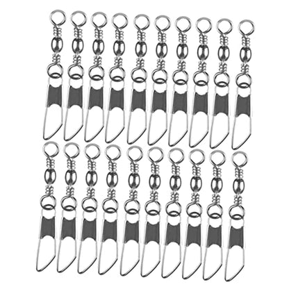 30pcs Rolling Resistance Swivel Fishing Hook Line Connector Fishing Rolling swivels Fishing Swivel Connector connectix Fishing Rolling Connector Stainless Steel to Rotate Ring - size: 14#