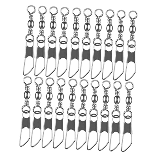 30pcs Rolling Resistance Swivel Fishing Hook Line Connector Fishing Rolling swivels Fishing Swivel Connector connectix Fishing Rolling Connector Stainless Steel to Rotate Ring - size: 14#