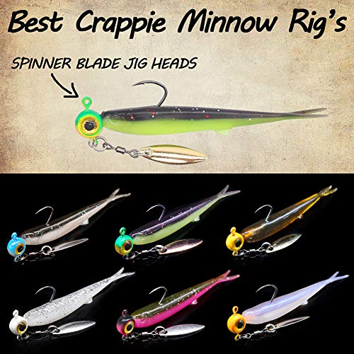 Crappie-Baits- Plastics-Jig-Heads-Kit-Shad-Minnow-Fishing-Lures-for Crappie-Panfish-Bluegill-40 &135 Piece Kit - color: CRAPPIE MINNOW 40 pc. KIT COMBO 1