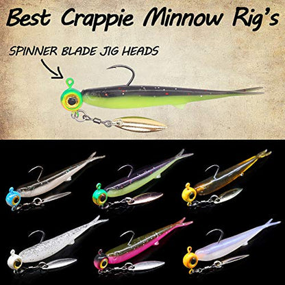 Crappie-Baits- Plastics-Jig-Heads-Kit-Shad-Minnow-Fishing-Lures-for Crappie-Panfish-Bluegill-40 &135 Piece Kit - color: CRAPPIE MINNOW 40 pc. KIT COMBO 1
