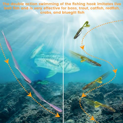 Seenelling 50 Pcs 3/0 Rig Fishing Hooks Weedless Rig Hooks High Carbon Steel Jig Heads for Saltwater Freshwater Bass, Trout, Catfish - size: 1/4 oz