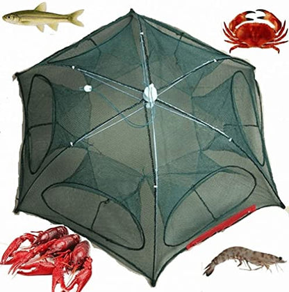 Fishing Net Portable and Foldable Umbrella Fishing Bait Net - Easy to Use Fishing Tool for Crayfish,Shrimp,Crab, Catfish - color: 6 Holes