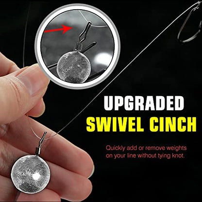 AMYSPORTS Casting Bass Weights Sinker Lead Round Removable Fishing Weights Sinker Drop Shot Fishing Sinker Freshwater - size: Size1 (1/8oz.) 25 pcs