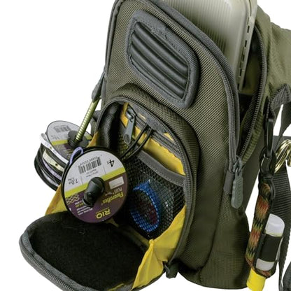 Fall River Fishing Chest Pack, Fits Up to 2 Tackle/Fly Boxes, 152 Cu in / 2.5 L - color: Olive Green