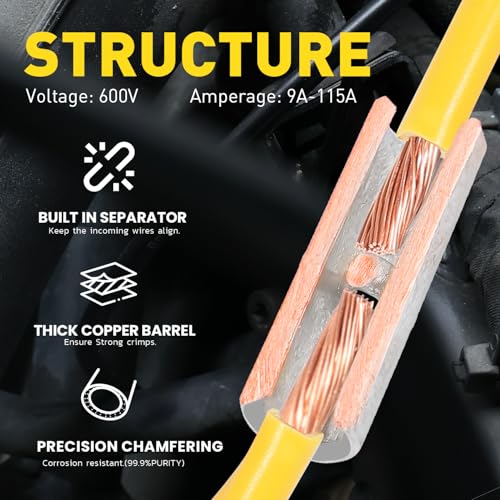 haisstronica Non Insulated Wire Connectors Kit 560 PCS - AWG 22-10 Tinned Copper Electrical Crimp Terminals with 3:1 Heat Shrink Tubing for Automotive, Marine, Industrial Wiring