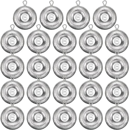 24 Pieces Fishing Disc Sinkers Weights Disc Sinker Fishing Sinkers Weights for Saltwater Catfishing Trolling Surf Tackle - size: 6 oz