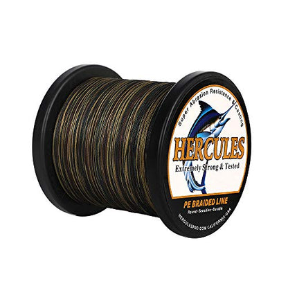 HERCULES Cost-Effective Super Strong 4 Strands Braided Fishing Line 6LB to 100LB Test for Salt-Water, 109/328 / 547/1094 Yards (100M / 300M / 500M / 1000M), Diam# 0.08MM - 0.55MM, Hi-Grade - color: Camouflage, size: 60LB(27.2KG)-0.40MM-1094YDS(1000M)
