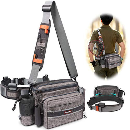 YVLEEN Sling Fishing Tackle Bag - Outdoor Tackle Box - Water-Resistant Waist Bag Cross Body Fly Fishing Sling Pack - color: A：Silver Grey