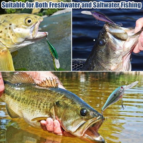 Crankbait Fishing Lures Hard Bait Shallow Diving Crank Bait Lifelike Swimbait Lures for Bass Trout Walleye Pike Freshwater Saltwater Fishing Lure - color: A-10pcs-3.7in/0.36oz