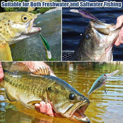 Crankbait Fishing Lures Hard Bait Shallow Diving Crank Bait Lifelike Swimbait Lures for Bass Trout Walleye Pike Freshwater Saltwater Fishing Lure - color: A-10pcs-3.7in/0.36oz