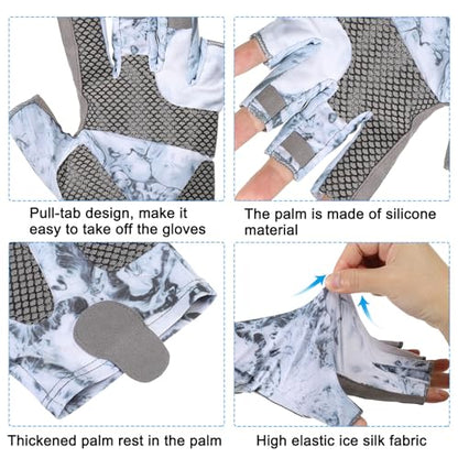 PATIKIL Fishing Gloves, Breathable Fingerless Sun Protection Gloves for Men Women Kayaking Rowing Cycling Hiking - color: Grey, size: X-Large