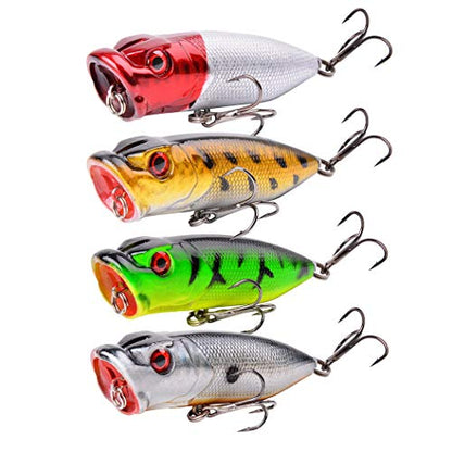 Aorace Fishing Lures Kit Mixed Including Minnow Popper Crank Baits with Hooks for Saltwater Freshwater Trout Bass Salmon Fishing - color: Item-A 20pcs