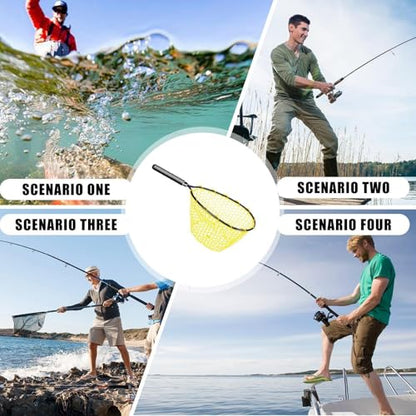 Trout Net Fine Mesh Handle Catch-Release | Fishing Landing Net for Lake River Trout Fishing - size: Carbon handle fishing net