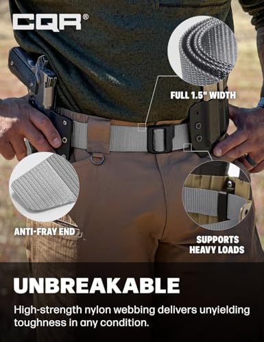 CQR Tactical Belt, Military Style Heavy Duty Belt, Webbing EDC Quick-Release Buckle - color: 2pack Dura Nylon Black/Grey, size: XX-Large