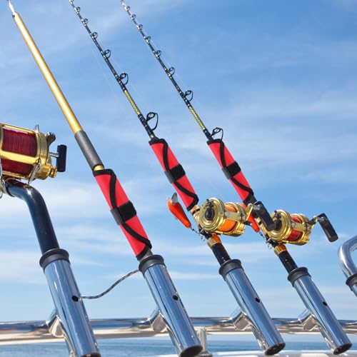 Tioncy 6 Pack Fishing Lure Covers 6 Inch Bait Gloves Lure Wrap Fishing Hook Cover Easily See Bait Storage Protector Guard to Keep Fishermen Safe for Rod - color: Red