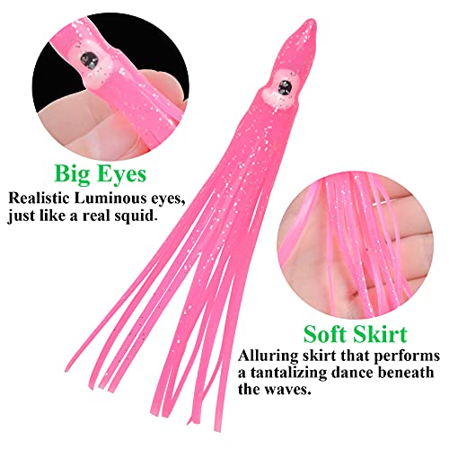 Fishing Squid Skirts Lures Octopus Skirts Trolling Lures Soft Plastic Fishing Tackle Squid Bait for Saltwater Bass Salmon Trout - color: Pink, size: 2.75in - 30pcs