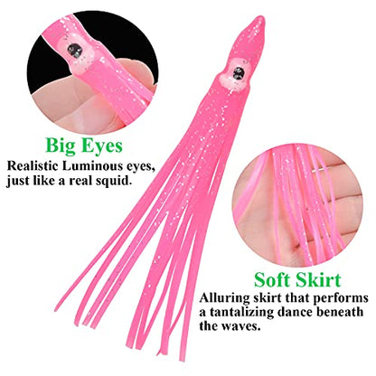 Fishing Squid Skirts Lures Octopus Skirts Trolling Lures Soft Plastic Fishing Tackle Squid Bait for Saltwater Bass Salmon Trout - color: Pink, size: 2.75in - 30pcs