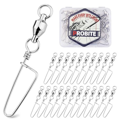 30PCS High Strength Fishing Snap Swivels – Stainless Steel Ball Bearing Barrel Swivels, Corrosion Resistant Fishing Connector Clips for Freshwater and Saltwater - size: 0#