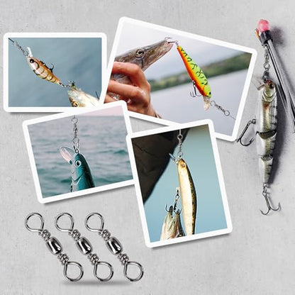 Copper Ball Bearing Swivels Cross Line Swivels Silver FS/ZH-02(10#,100pcs) | for Saltwater Freshwater,Fishing Swivel Tackle,for Lure Line,and Leader Connections
