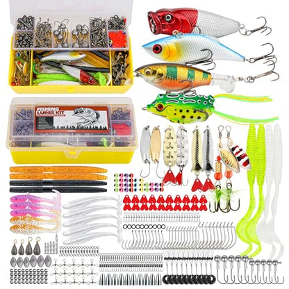 Fishing Tackle Box Set – Lure Kit for Freshwater & Saltwater, Crankbaits, Spinnerbaits, Soft Plastics, Jigs, Weights, Hooks – All-in-One Fishing Gear for Men - style: 305pcs