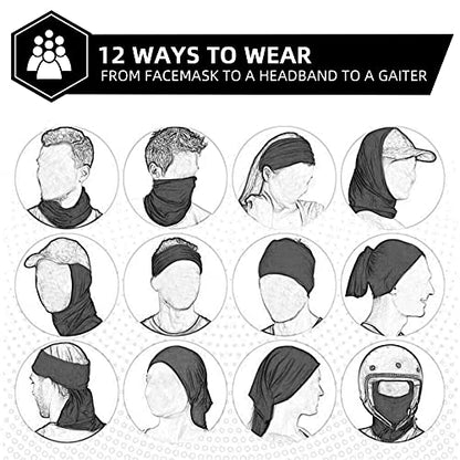 ROCKBROS Cooling Neck Gaiter Bandana Face Mask for Men Neck Gaiters Summer Half Face Scarf Cover Sun UV Protection - color: White 1+black 1