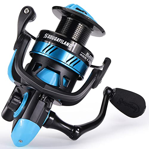 Sougayilang Fishing Reel, Ultralight Spinning Reel with Aluminum Spool, 5.2:1 High Speed Spinning Fishing Reel, 1000-6000 Series for Freshwater - color: Blue, size: 2000