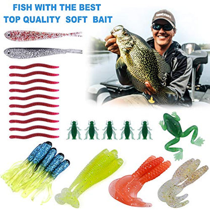 PLUSINNO Fishing Lures, 292/210Pcs Tackle Box with Tackle Included, Crankbaits, Hooks, Weights, Fishing Accessories kit, Fishing Bait Lure Gear Kit Gift for Men Bass,Trout - color: 78PCS Fishing Lures
