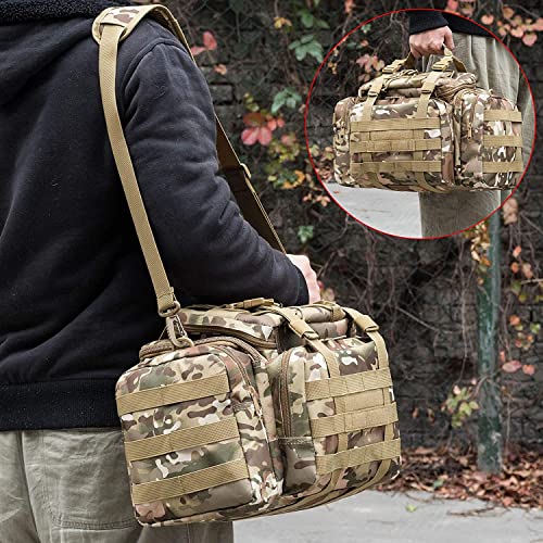 Dr.Fish Fishing Tackle Bag 5 Boxes with 60 Lures Included Loaded Stocked Tackle Box Set Spinner Lures Kit Freshwater Gear Equipment - color: Large Camo Bag, 16.5*9.4*9.4''