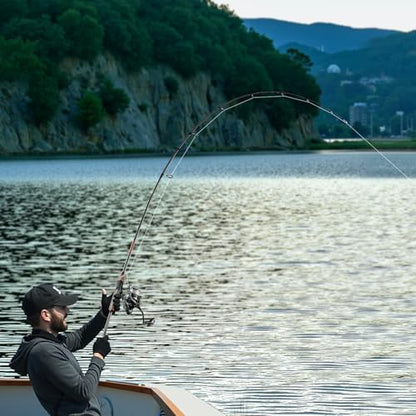 VEVOR Rod and Fishing Reel Combo, IM6 Fiberglass & Carbon Fiber Spinning Rod and Reel Combo, Bass Fishing Pole with 6.5 ft Two-Piece Rods, 6+1 Ball Bearings, Stainless Steel Guides with Ceramic Rings