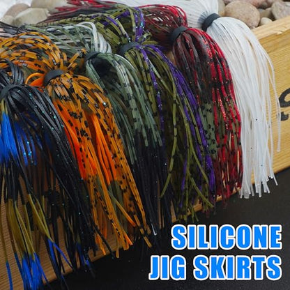 Silicone Jig Skirts Spinnerbait Skirts 50 Strands Bass Fishing Lure Skirts Replacement for DIY Spinner Baits Buzzbaits Squid Jig Accessories - style: B--12 Packs