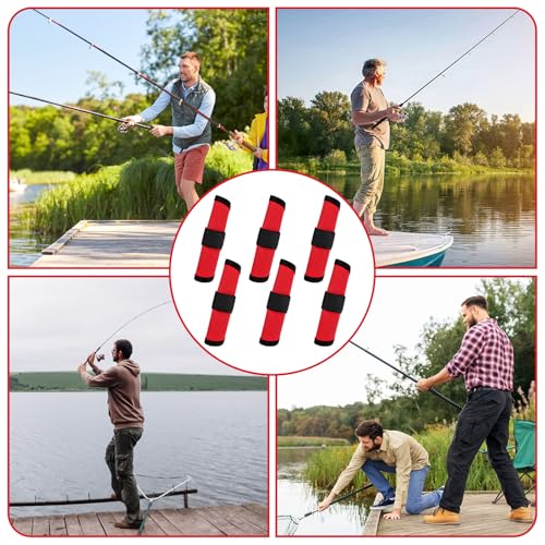 6 Pcs Fishing Lure Wraps Lure Sleeves Lures Wraps for Fishing Rod, Safe Bait Storage Lures Covers Keeps Fishings Safe Easily See Bait Shield with Hook and Loop Fastener Rod Covers Hook Cover