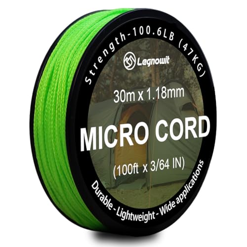 Micro Paracord, 1.18mm x 100ft Thin Mini Utility Braided Small Paracord for Crafting, DIY Project, Camping and More - color: Fluorescent Green, size: 100ft (1 Pack)