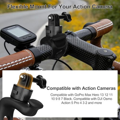Quick Release 360° Flexible Camera Mount Wrap Band, Flexi Strap Mount, Bike Motorcycle Handlebar Roll Bar Tube Stick Pole Ski Clip Holder for GoPro/Insta360/DJI/Xtra Muse/AKASO Action Cameras - color: S5607